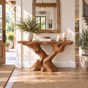Mesa Consola Rústica con Borde Natural para Entrada, Diseño Rústico, Mesa Consola con Borde Natural Hecha a Mano, Mueble Decorativo - Product Image 3