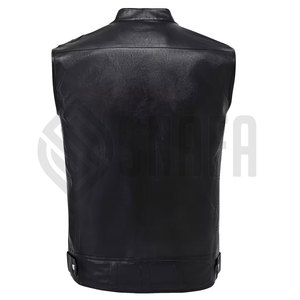 Hot Sale SNAFA SPORTS Men's <b>Winter</b> Breathable <b>Leather</b> Motorcycle Vest with Zipper Closure and Customizable Club Logo - Product Image 2