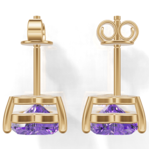 Heerani Jewels Amethyst IGI Certified 925 Sterling <b>Silver</b> Gold Plated 1.9g Trendy <b>Heart</b> Shape Stud Claw Setting Unisex Wedding - Product Image 5