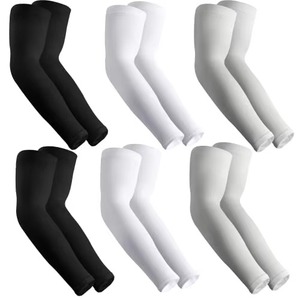 Manchons de cyclisme unisexes noirs, blancs, gris, anti-UV, séchage rapide, anti-transpiration, respirants, protection sportive par compression - Product Image 3