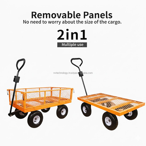 Chariot de jardin en acier robuste, capacité 1000 lb, côtés amovibles pliables, pneus pneumatiques de 10 pouces, chariot utilitaire ODGGA026 - Product Image 4