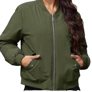 Chaqueta Bomber de Invierno para Mujer, con Cuello Alto, Tejido Oxford Transpirable, Exterior de PU, Mangas Largas, Bolsillos Delanteros, para Caza y Fiestas - Product Image 5