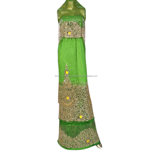 Luxueux indien 3 pièces élégant ensemble de robe en soie africaine respirant Orange George Wrapper pour les mariages de printemps été hiver - Product Image 2