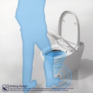 Inodoro Inteligente con Botón de Descarga a Presión, Compatible con ADA, Apertura y Cierre Automáticos, Sensor de Pie, Descarga Automática - Product Image 2