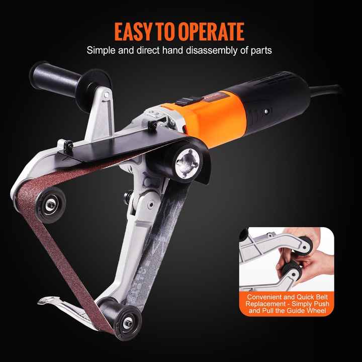 Professional 1000W Pipe Tube Polisher 6-Speed Belt Sander 1100-3200rpm 3PCS Sanding Belts for Finishing Burnishing Rust Removal