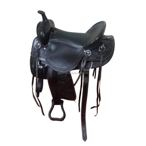Selle de cheval d'endurance noire de course de baril occidental la plus vendue de qualité supérieure en cuir véritable avec jeu de punaises - Product Image 2
