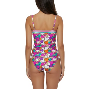 Traje de Baño de Una Pieza Personalizado para Mujer con Estampado de Corazones Coloridos, Traje de Baño Monokini de Moda para la Playa - Product Image 3