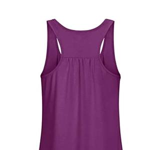 Débardeur sans manches pour femme, violet, col rond, tricoté, couleur unie, longueur normale, ourlet évasé - Product Image 5