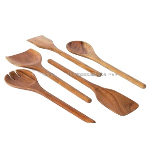 PureGrain Natural Wooden Spoon Set 3-Piece Hand Carved Serving Utensils Minimalist <b>Kitchens</b> Sustainable Cooking Acacia Stocked - Product Image 2