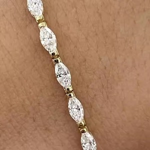 18k Yellow Gold Plated Moissanite Mix Diamond Bracelet & Bangle Round Cut Jewelry - Product Image 3