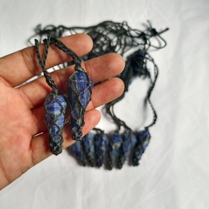 Collar de Péndulo de Cristal de Lapislázuli al por Mayor, Colgante de Piedra Preciosa Ajustable con Macramé - Product Image 3