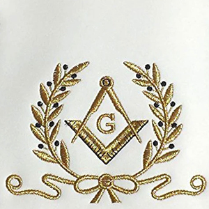 High Quality Embroidered Masonic Regalia Apron with Safety <b>Pin</b>-Master Mason French Rite Sky Blue Moire Fabric Three Rosettes - Product Image 6
