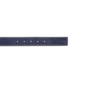Cinturón de Cuero Vacuno Azul Marino, Estilo Casual de Color Sólido con Costuras Blancas - Product Image 4