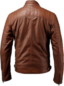 Chaqueta de Cuero Marrón Personalizada, Unisex, Estilo Motero, Informal, Resistente al Viento, Ropa Deportiva, Proveedor al por Mayor - Product Image 2