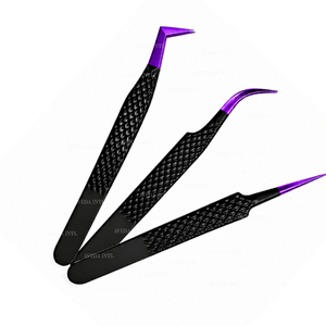 Pince à cils violette en acier inoxydable, outil de beauté à pointe fine et courbée pour salon de beauté et extensions de cils - Product Image 4