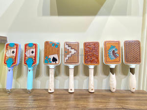 <b>Personalized</b> Vintage Hand Painted Wooden Hair Paddle Brush for Luxurious Tresses Western Style Bamboo Hair Comb for Unisex - Product Image 5