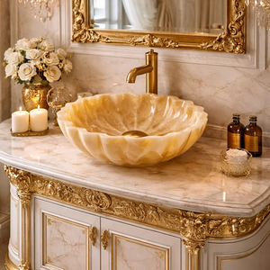 Lavabo de Ónix de Lujo, Lavabo de Baño de Piedra Natural, Lavabo de Ónix Hecho a Mano, Lavabo de Diseño para Baño, Lavabo de Piedra de Lujo - Product Image 1