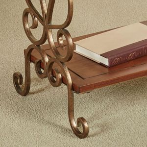 Étagère de présentation à 3 niveaux en bois d'acacia naturel de luxe avec décorations en fer forgé pour la décoration de la maison, de l'hôtel et du salon - Product Image 3