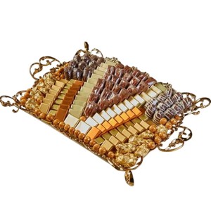 Plateau à chocolat en métal doré au design classique et simple, plateau de service en métal de qualité supérieure, parfait pour les occasions spéciales, prix le plus bas - Product Image 2