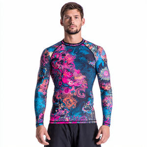 Camiseta Deportiva Sublimada Personalizada para Hombre, Camiseta de Manga Larga de Compresión de Alta Calidad, Camiseta Deportiva Estampada para Natación y Playa - Product Image 2
