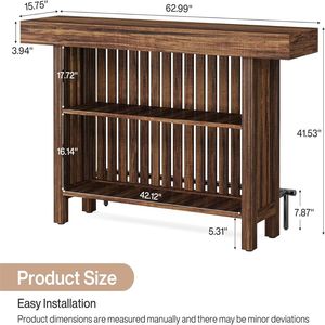 โต๊ะบาร์บ้านสไตล์โมเดิร์น ใช้ได้สองแบบ ทั้งโต๊ะรับประทานอาหารและโต๊ะกาแฟ พร้อมพื้นที่จัดเก็บ - Product Image 5