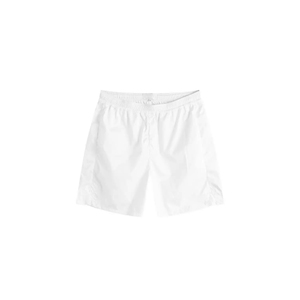 <b>Mens</b> White Cotton <b>Bermuda</b> <b>Shorts</b> Elastic Waist Casual Solid Color Oxford Fabric Breathable Woven Style Mid Rise - Product Image 1