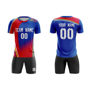 ชุดเสื้อฟุตบอลแบบกำหนดเอง กางเกงขาสั้น โพลีเอสเตอร์ 100% คอวี ชุดทีมฟุตบอล แห้งเร็ว ระบายอากาศได้ดี ชุดกีฬาแบบซับลิเมชั่น - Product Image 1