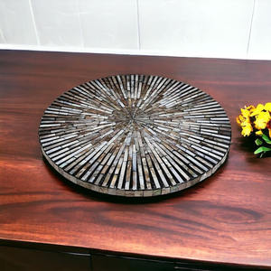 Trendy New Arrival Round Mother of Pearl <b>Lazy</b> <b>Susan</b> Tray Rustic Double-Tier Mop Tray for Home Decor in India - Product Image 5