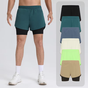 Pantalones Cortos Deportivos para Hombre, Diseño 2 en 1 con Forro, Cintura Elástica, Tejido Deportivo de Secado Rápido y Transpirable - Product Image 4