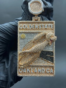 50 Cent Themen-Anhänger aus Kristall-Moissanit und 925 Silber, Unisex Hip-Hop Charm-Schmuckanhänger mit Mikro-Einlage-Design - Product Image 1