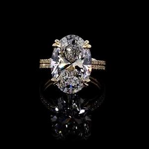 Bague de luxe certifiée en or 9 carats avec diamant ovale de 6,00 carats cultivé en laboratoire, couleur F, pureté VS2, pour mariage et fiançailles - Product Image 1