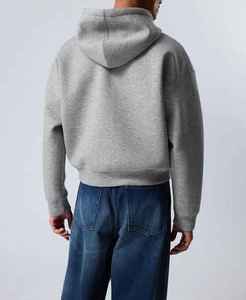Men's Zipper-<b>Up</b> Solid Knitted 100% Cotton Breathable Eco-Friendly Hooded Sports <b>Cardigan</b> Casual Regular Fit Sweatshirt Hoodie - Product Image 4