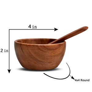 Wooden Bowl with <b>Spoons</b> for <b>Serving</b> Snacks & Food Washable Decorative Wooden <b>Serving</b> for Kitchen Dining - Product Image 3