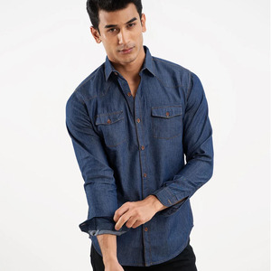 Camisas de Hombre de Manga Larga, Estilo Casual, de Mezclilla de Algodón, Lavadas, Vintage, de Alta Calidad, con Bolsillos, Fabricación Personalizada - Product Image 6