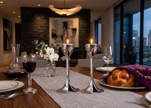 Modern Metal <b>Tall</b> Candlestick Holder with Decorative <b>Lantern</b> for Christmas and Birthday Home Decor-Handmade Dishwasher Safe - Product Image 3