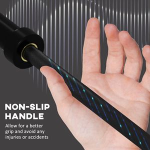 บาร์เบลสีดำขนาด 7.2 ฟุต สำหรับบาร์โอลิมปิก รับน้ำหนักได้ 1500 ปอนด์ พร้อมปลอกหมุนได้และด้ามจับกันลื่นแบบ Knurling - Product Image 5