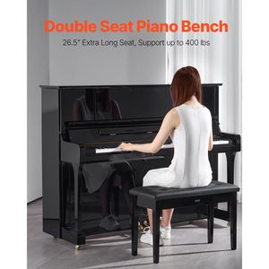 Duetto in legno vanità libreria sgabello Piano imbottito tastiera panca con riporto per strumenti musicali accessori - Product Image 2