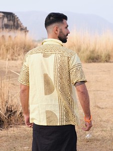 Men Hand Block Printed Cotton Short Sleeve <b>Shirt</b> Men’s Casual Summer Wear Sustainable Artisanal Festive Outfit Top - Product Image 3