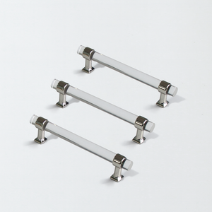Wholesale Price Modern Zinc Alloy Acrylic Cabinetry Handles Clear <b>Bar</b> <b>Pull</b> <b>for</b> Kitchen Bathroom Wardrobe Drawer Furniture - Product Image 1