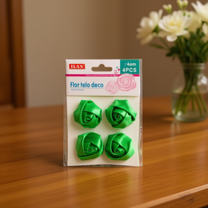 Fleur en tissu ILAN 4 cm verte 4 pièces Décoration d'intérieur - Product Image 2