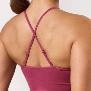 Womens Berry Pink <b>Cross</b> Back Tank <b>Top</b> Slim Fit Stretch Fitness Activewear Gym Training Sleeveless Performance Apparel Clothing - Product Image 4