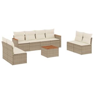 Grand ensemble de canapés de jardin modulaires en rotin PE beige, meubles de jardin modulaires confortables - Product Image 2