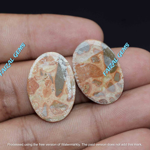 FAIJAN GEMS Paire de cabochons en jaspe astéroïde naturel de haute qualité, avec expertise tierce, pour la création de bagues, pendentifs et boucles d'oreilles sur mesure - Product Image 3