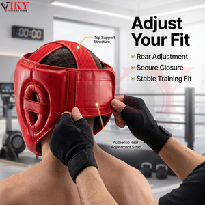 Équipement de protection pour arts martiaux de couleur rouge vif avec logo personnalisé, prix de gros, équipement de protection robuste pour adultes, protège-tête de boxe pour sparring - Product Image 3