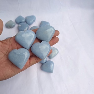 Natural Blue Striped Angelite Heart Gemstone Crystal Handmade Fashion Trend Business <b>Gift</b> Bulk Supplier - Product Image 1