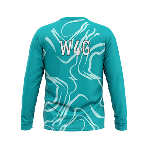 T-shirt personnalisé à manches longues et col rond, imprimé par sublimation, logo client, séchage rapide, unisexe, coupe classique, haut de sport - Product Image 2