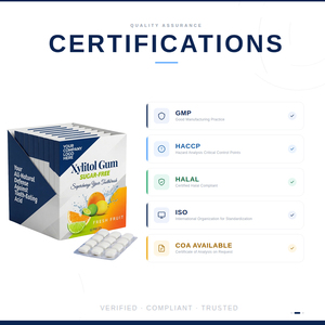 หมากฝรั่งไซลิทอล รสผลไม้สด ปราศจากน้ำตาล 12 ชิ้น รับผลิตแบรนด์ส่วนตัว (OEM) พร้อมส่ง ผลิตในอินเดีย - Product Image 2