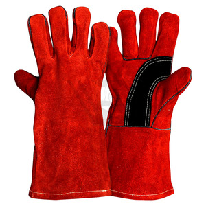 Gants de travail en cuir de vachette de haute qualité pour hommes, 14-16 pouces, rouge, antidérapants, en peau de chèvre, résistants à la chaleur et au feu, pour la soudure - Product Image 2