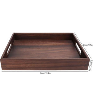 Plateau de service en bois de qualité supérieure, finition naturelle lisse avec poignées latérales, pour hôtel, maison, cuisine, table basse, décoration, vente en gros - Product Image 3