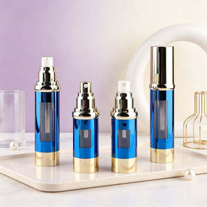 Flacon de soin pour émulsion électroplaqué bleu avec fenêtre de visualisation supérieure et distributeur sous vide, mécanisme 15ML30ML50ML, nouveau modèle - Product Image 4